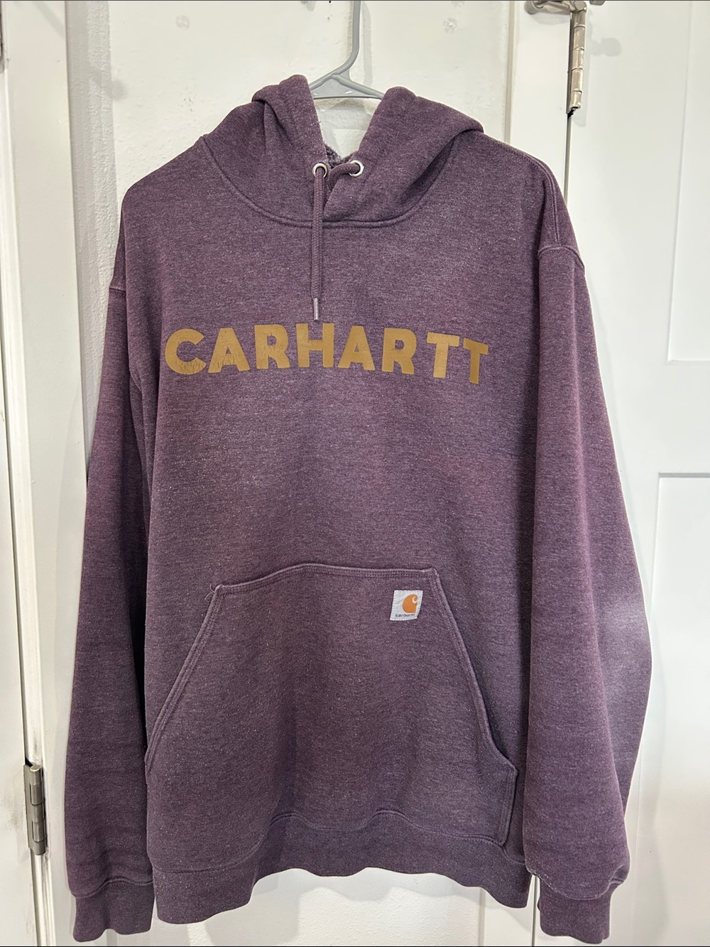 Carhartt Men's Plum Crewneck Hoodie with Gold Logo